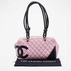 Pre Owned Chanel Pink/Black Quilted Leather CC Ligne Cambon Bag