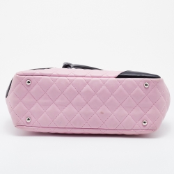 Pre Owned Chanel Pink/Black Quilted Leather CC Ligne Cambon Bag