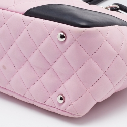 Pre Owned Chanel Pink/Black Quilted Leather CC Ligne Cambon Bag