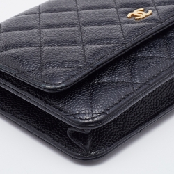 مملوكة مسبقًا Chanel Black Caviar Quilted Leather WOC Chain Clutch Bag