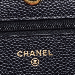 مملوكة مسبقًا Chanel Black Caviar Quilted Leather WOC Chain Clutch Bag