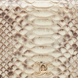 Pre Owned Chanel Cream/Brown Python Leather CC Carry Chic Flap Bag