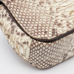 Pre Owned Chanel Cream/Brown Python Leather CC Carry Chic Flap Bag