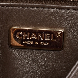 Pre Owned Chanel Cream/Brown Python Leather CC Carry Chic Flap Bag
