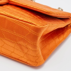 Pre Owned Chanel Orange Crocodile Quilted Satin 2.55 Reissue Classic 225 Flap Bag