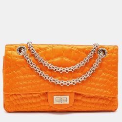 Chanel Orange Crocodile Quilted Satin 2.55 Reissue Classic 225 Flap Bag  Chanel