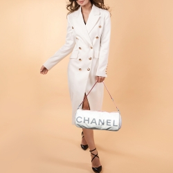 Chanel White/Grey Coated Canvas Sport Ligne Mini Duffle Bag Chanel