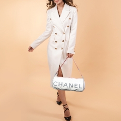Pre Owned Chanel White/Grey Coated Canvas Sport Ligne Mini Duffle Bag