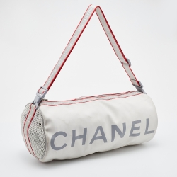 Pre Owned Chanel White/Grey Coated Canvas Sport Ligne Mini Duffle Bag