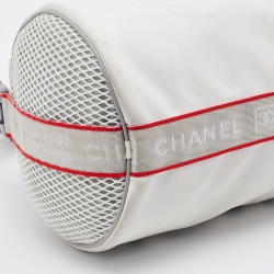 Pre Owned Chanel White/Grey Coated Canvas Sport Ligne Mini Duffle Bag