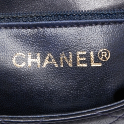Pre Owned Chanel Dark Blue Quilted Leather Vintage Chain Waist Belt Bag
