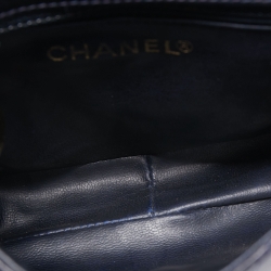 Pre Owned Chanel Dark Blue Quilted Leather Vintage Chain Waist Belt Bag