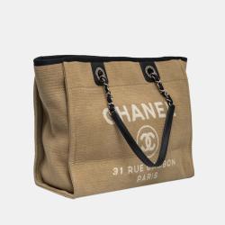 Pre Owned Chanel Beige Canvas Deauville Tote Bag 
