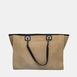 Pre Owned Chanel Beige Canvas Deauville Tote Bag 