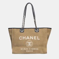 Pre Owned Chanel Beige Canvas Deauville Tote Bag 