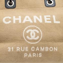 Pre Owned Chanel Beige Canvas Deauville Tote Bag 