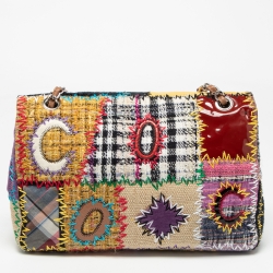 Pre Owned Chanel Multicolor Patchwork Jumbo Classic Single Flap Bag