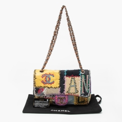 Pre Owned Chanel Multicolor Patchwork Jumbo Classic Single Flap Bag