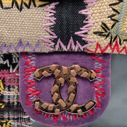 Pre Owned Chanel Multicolor Patchwork Jumbo Classic Single Flap Bag