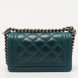 Chanel Green Quilted Leather Small Boy Flap Bag