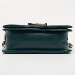 Pre Owned Chanel Green Quilted Leather Small Boy Flap Bag