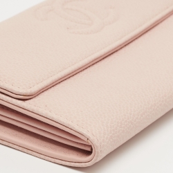 Chanel Pink Caviar Leather CC Flap Wallet