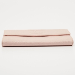 Chanel Pink Caviar Leather CC Flap Wallet