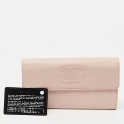 Chanel Pink Caviar Leather CC Flap Wallet