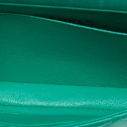 Pre Owned Chanel Green Quilted Leather Extra Mini Classic Flap Bag
