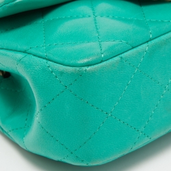 Pre Owned Chanel Green Quilted Leather Extra Mini Classic Flap Bag
