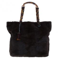 Pre Owned Chanel Brown Vintage Mink Tortoise Chain Tote