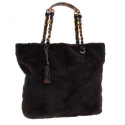 Pre Owned Chanel Brown Vintage Mink Tortoise Chain Tote