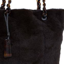 Pre Owned Chanel Brown Vintage Mink Tortoise Chain Tote