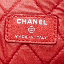 Pre Owned Chanel Orange Python Leather O Case Clutch