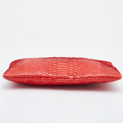 Pre Owned Chanel Orange Python Leather O Case Clutch