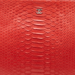 Pre Owned Chanel Orange Python Leather O Case Clutch