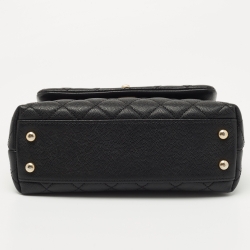 Pre Owned Chanel Black Quilted Caviar Leather Small Coco Top Handle Bag