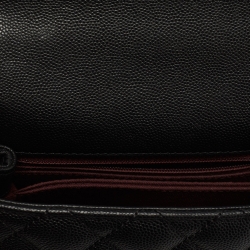 Pre Owned Chanel Black Quilted Caviar Leather Small Coco Top Handle Bag