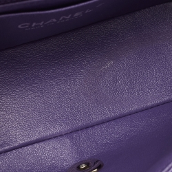 Pre Owned Chanel Purple Quilted Leather Mini Rectangle Classic Single Flap Bag