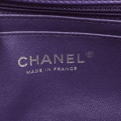 Pre Owned Chanel Purple Quilted Leather Mini Rectangle Classic Single Flap Bag