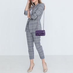 Pre Owned Chanel Purple Quilted Leather Mini Rectangle Classic Single Flap Bag