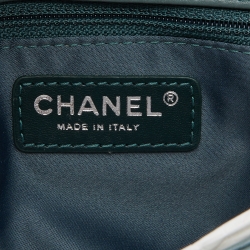 Pre Owned Chanel Teal Quilted Leather Medium 3 Accordion Flap Bag
