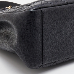 Pre Owned Chanel Black Quilted Caviar Leather GST Shopper Tote