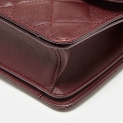 Pre Owned Chanel Burgundy Quilted Leather Classic Flap Top Handle Bag