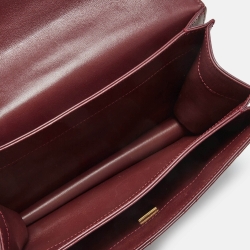 Pre Owned Chanel Burgundy Quilted Leather Classic Flap Top Handle Bag