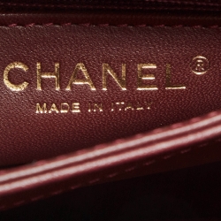 Pre Owned Chanel Burgundy Quilted Leather Classic Flap Top Handle Bag