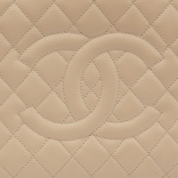 Pre Owned Chanel Beige Quilted Caviar Leather GST Shopper Tote