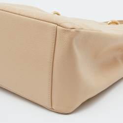 Pre Owned Chanel Beige Quilted Caviar Leather GST Shopper Tote