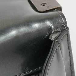 Pre Owned Chanel Grey Patent Leather Large Reverso Boy Flap Bag