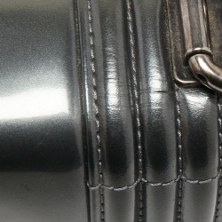 Pre Owned Chanel Grey Patent Leather Large Reverso Boy Flap Bag